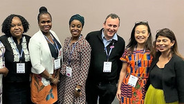 Shera Chok (second from right) with members of the Shuri Network at the launch in 2019