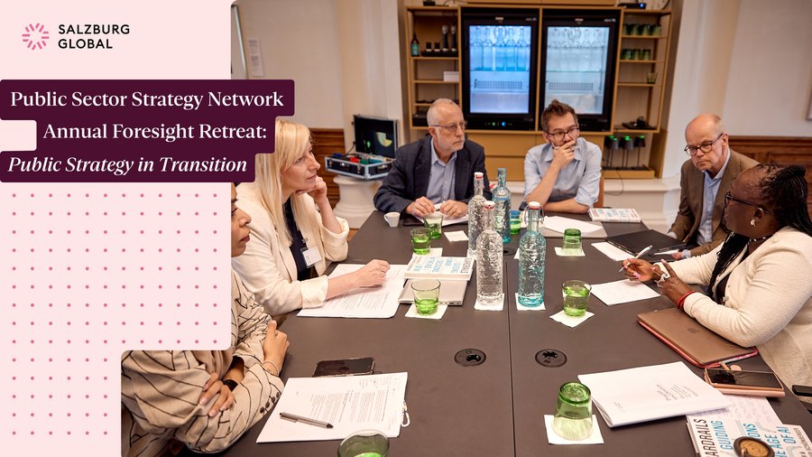 A graphic announcing the 2025 report of the Public Sector Strategy Network Annual Foresight Retreat