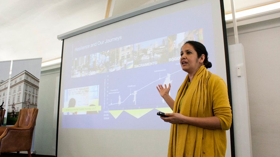 Moitreyee Sinha presenting at Salzburg Global Seminar