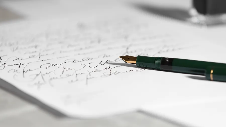 Elegant fountain pen and handwritten letter on table