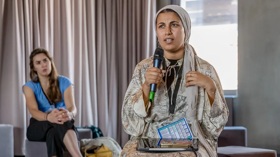 Nafia Hafedh speaking at the Creative Bureaucracy Festival