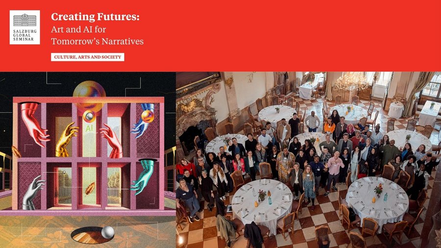 An illustration highlighting the creative process of Silvana Casuccio Martín alongside a group photo