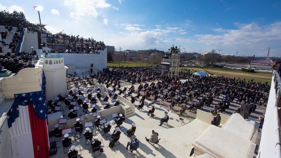 President Joe Biden address the crowd and nation during the 59th Presidential Inauguration ceremony in Washington, Jan. 20, 2021. (DOD Photo by Navy Petty Officer 1st Class Carlos M. Vazquez II. Courtesy of Chairman of the Joint Chiefs of Staff/Flickr) 
