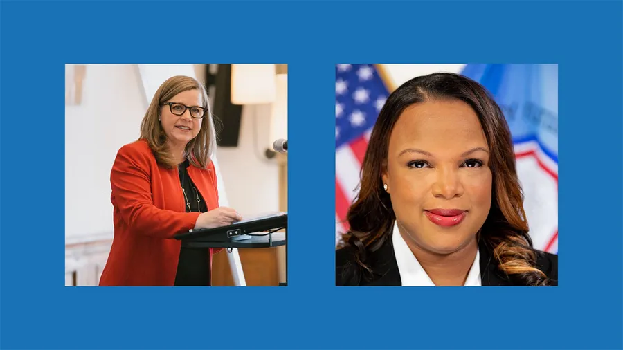 A photo on the left of Governor Bowman speaking and a headshot photo on the right of Commissioner Johnson
