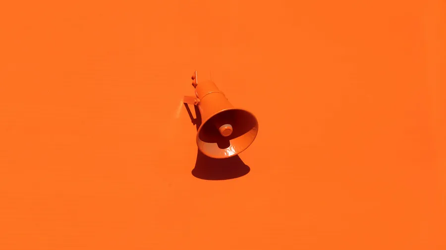 An orange megaphone on an orange background
