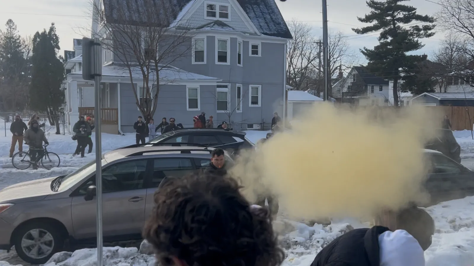 tear gas is deployed at Renee Good's murder site in Minneapolis