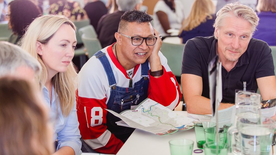 Participants in discussion inside Parker Hall at Salzburg Global Seminar