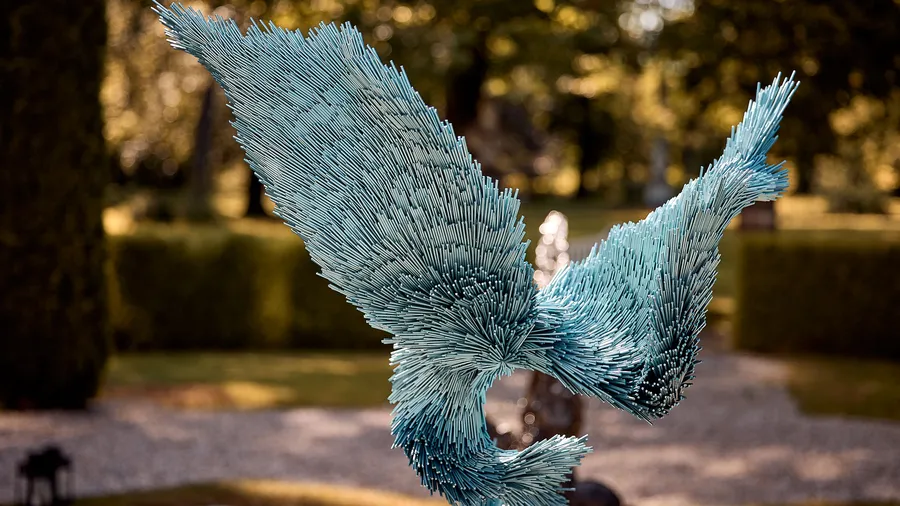A so-called “Murmurations” steel rod sculpture made from industrial fencing materials