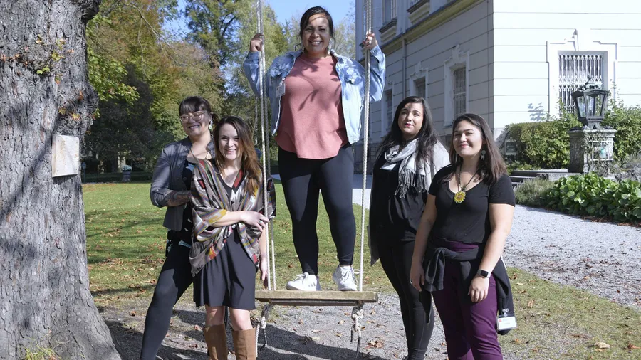 From Left to right; Adrienne Benjamin, Amber Mathern, Alayna Eagle Shield, Lindsey Mae Willie, Christy Bieber (Giizhigad)