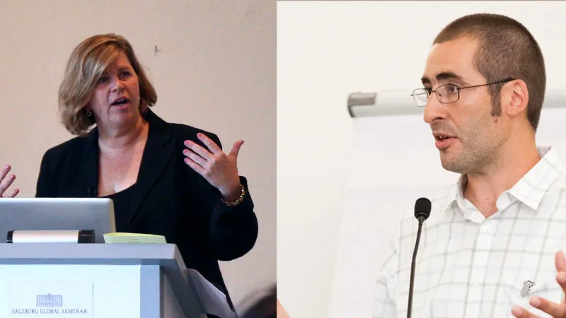 Renee Hobbs and Paul Mihailidis speaking at Salzburg Global Seminar