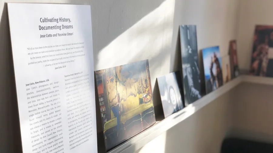 An image of several photographs displayed side by side with a panel describing them.