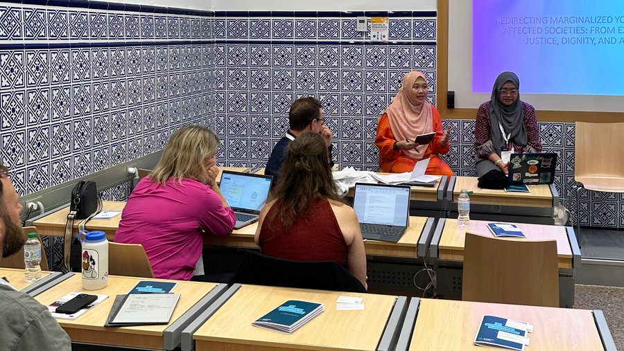 A group of Salzburg Global Fellows at the 5th World Congress on Justice With Children in Madrid, Spain on June 3, 2025.