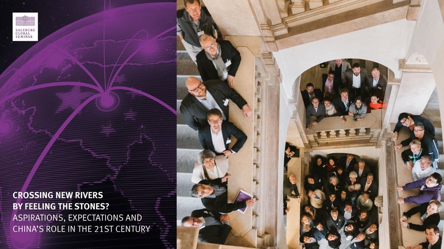 a report cover with a group photo of people on stairs