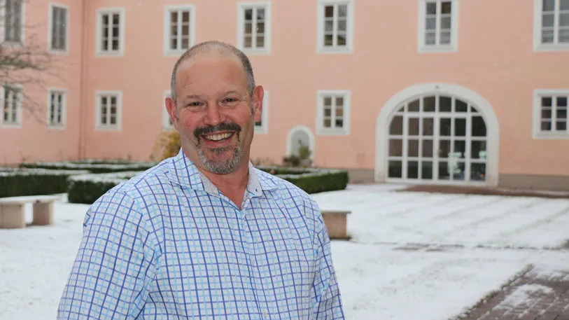 Joshua Bamberger in the Meierhof courtyard during Building Healthy Communities: The Role of Hospitals