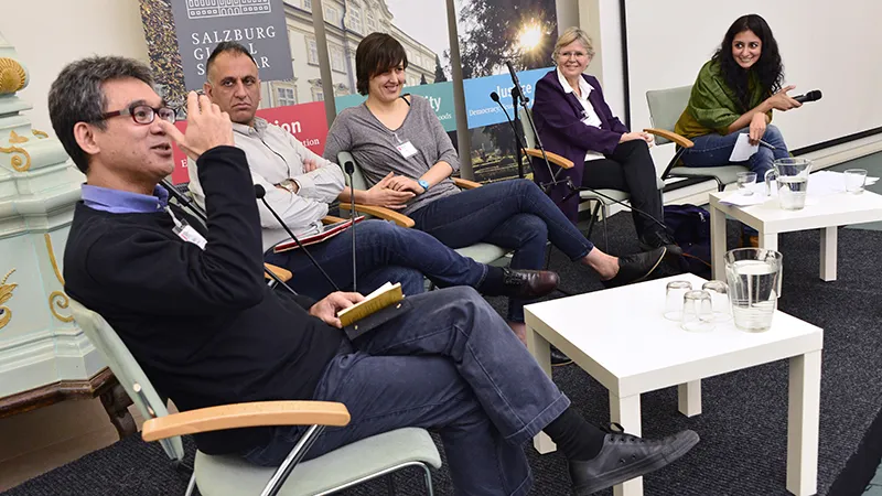 Panelists Marco Kusumawijaya, Zayd Minty, Ania Rok, Margaret Cullen and Anupama Sekhar