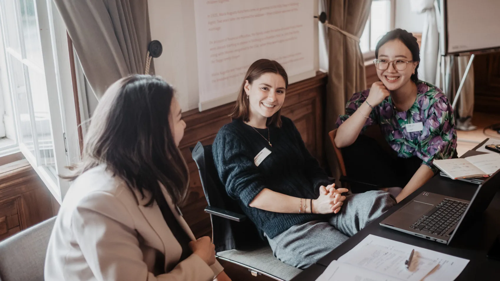 Three Feamale Interns Inside the Schloss