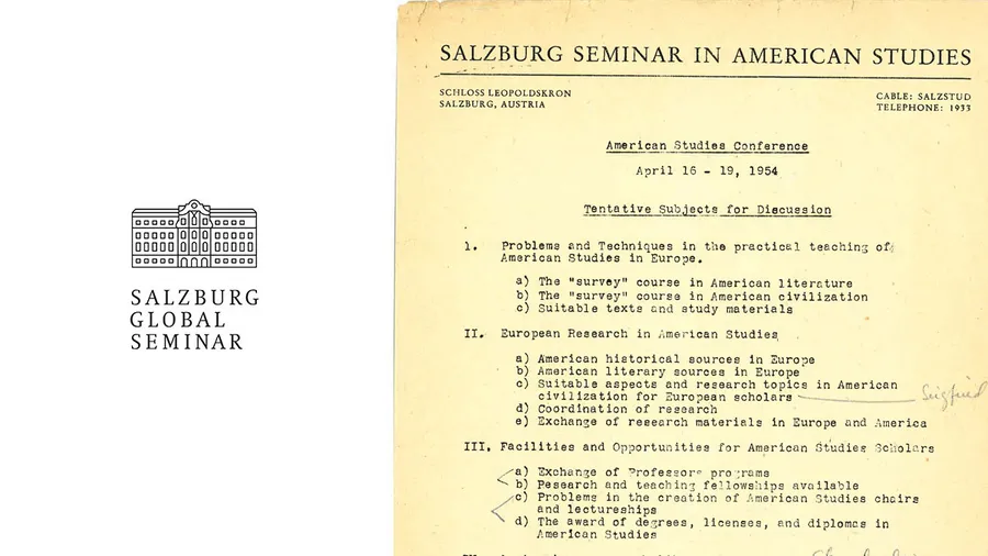 Program topics for the American Studies Conference held at Schloss Leopoldskron in 1944