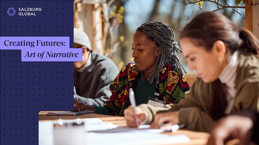 A graphic featuring an image of women writing and an announcement of a session report