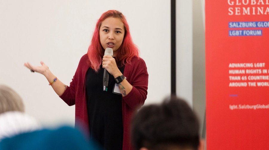 Cha Roque speaking at Salzburg Global Seminar