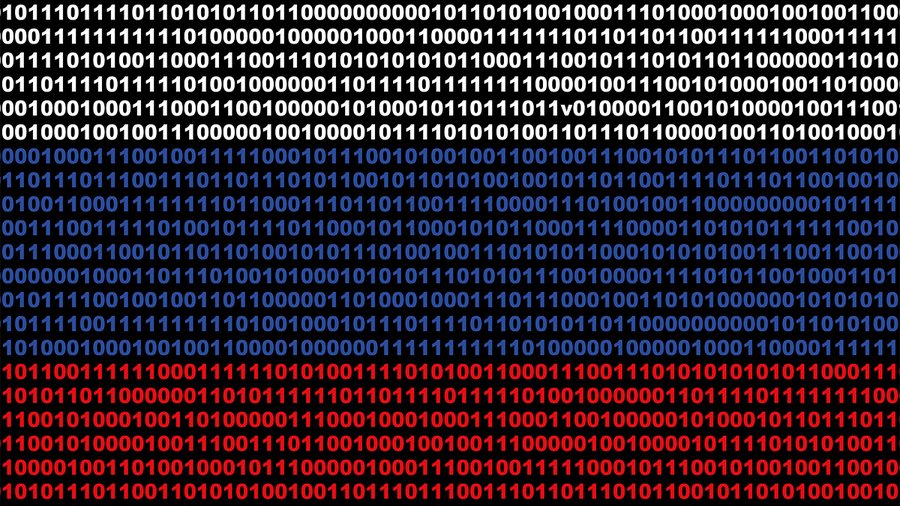 russian flag made up of the numbers zero and one