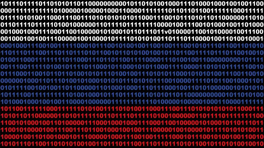 russian flag made up of the numbers zero and one