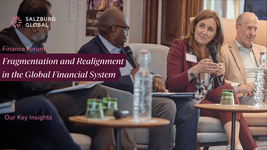 A graphic announcing the key takeaways from the 2025 Salzburg Global Finance Forum