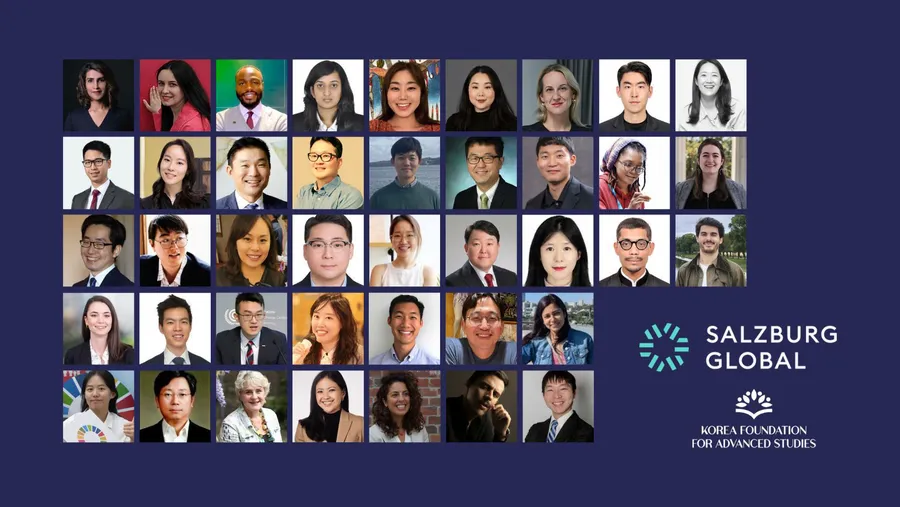 Collage of headshots showcasing participants of the KFAS-Salzburg Global Leadership Initiative.