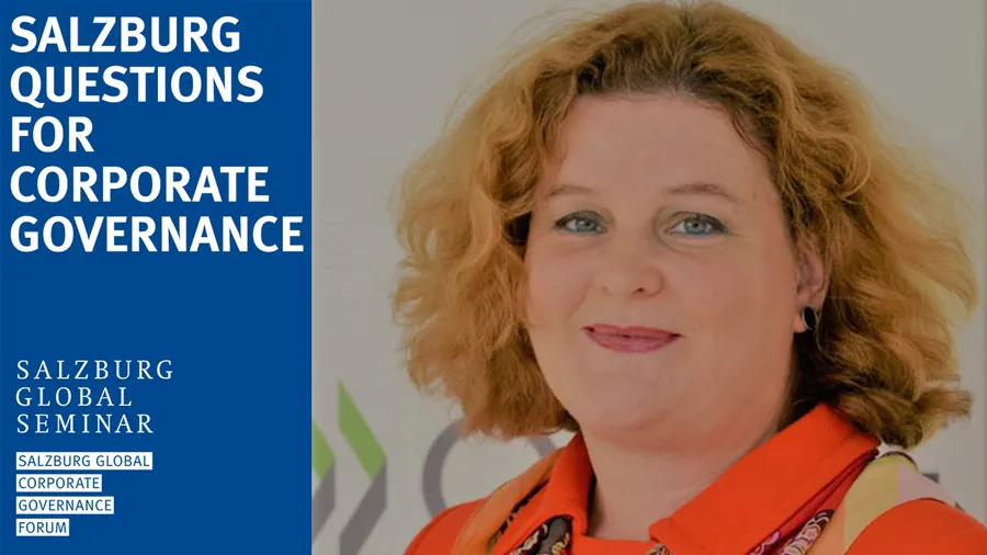 Photo of Mathilde Mesnard, Deputy Director of the Directorate for Financial and Enterprise Affairs of the OECD, and Salzburg Questions for Corporate Governance ident