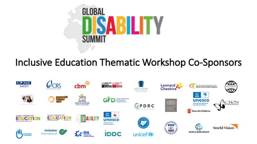 The logo of the Global Disability Summit at the top with the logos of all co-sponsors below, including Salzburg Global Seminar