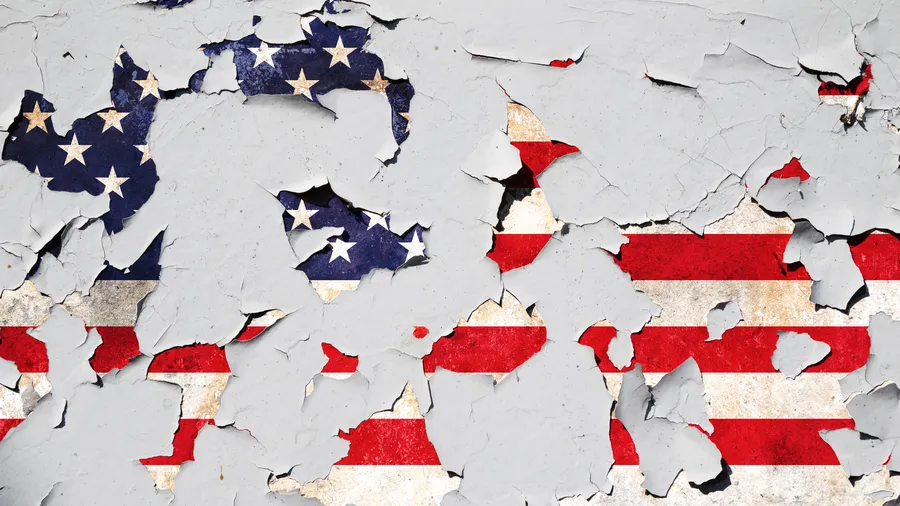 Cracked textured United States flag