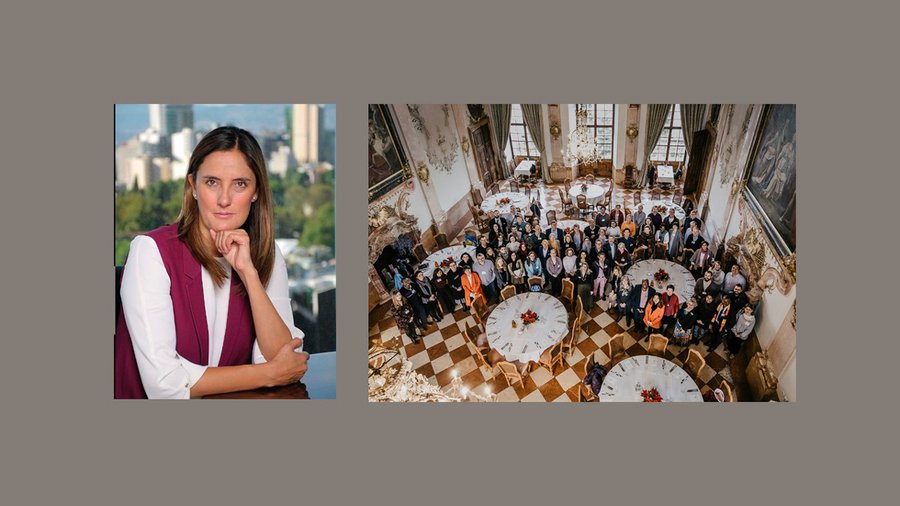 Patricia Vazquez (left) and a group photo of Fellows who attended, "Education and Workforce Opportunities for Refugees and Migrants