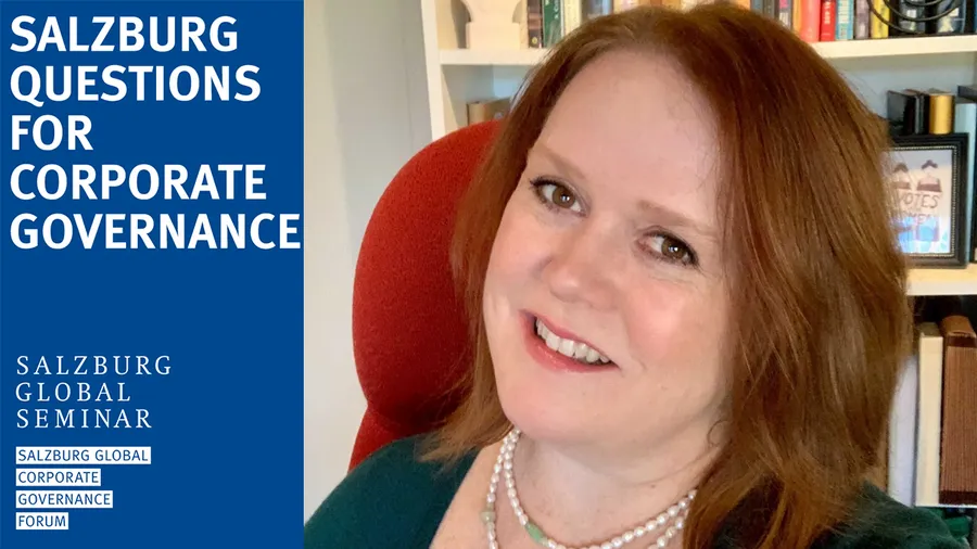 Photo of Dottie Schindlinger and Salzburg Global Corporate Governance Forum ident