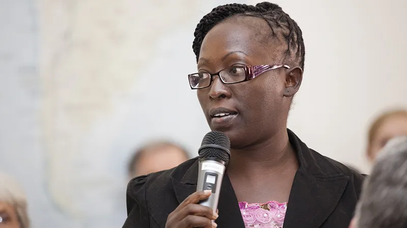 Katindi Sivi Njonjo speaks at the Salzburg Global session on Youth, Economics and Violence