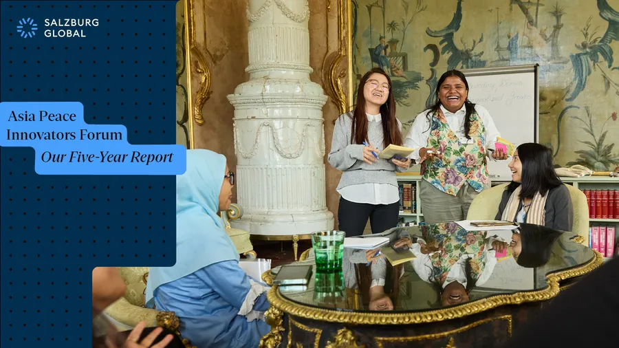 Graphic announcing the five-year report of the Asia Peace Innovators Forum
