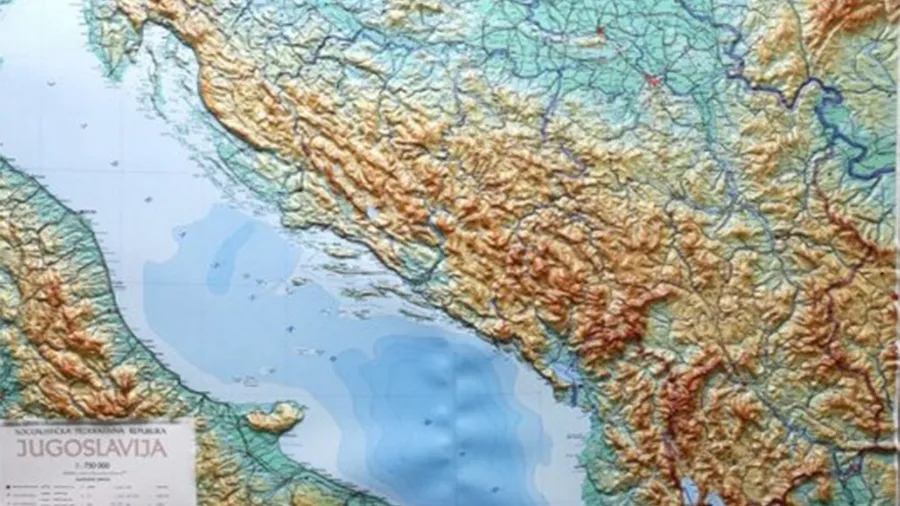 a topographical map of the territory of former yugoslavia