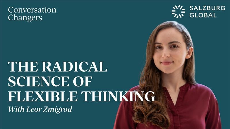 a graphic card introducing the Conversation Changers episode on "The Radical Science of Flexible Thinking"