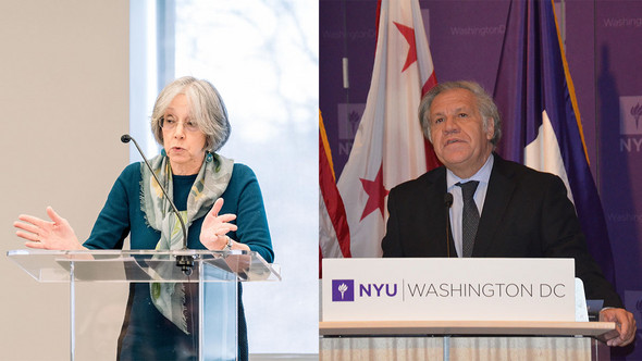 Two speakers of the eighth annual Salzburg Cutler Fellows Program, Judge Diane Wood and Luis Almagro