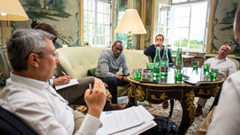 A photo of Byron Boston in discussion at the 2018 program of the Salzburg Global Finance Forum