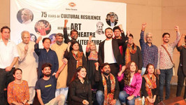 Performers on stage at a peace concert held by Ajoka Theatre in Lahore, Pakistan